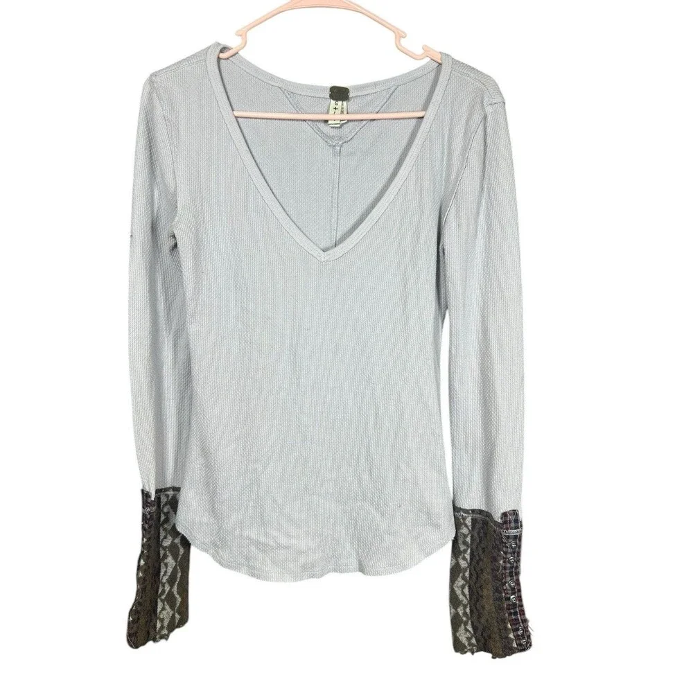 Free People Kombucha‎ Thermal L Lavender Purple Crochet Cuff Top Elena Gilbert